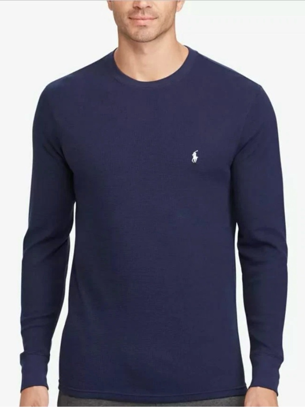 Polo RALPH LAUREN Men's Shirt Waffle Weave Long Sleeve Thermal Navy